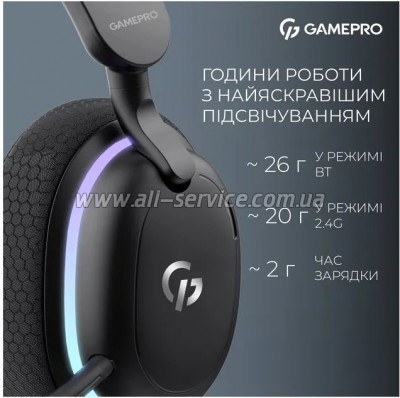 �������� GamePro Asgard Bragi 7.1 RGB Tri-Mod Black (HSW250B)
