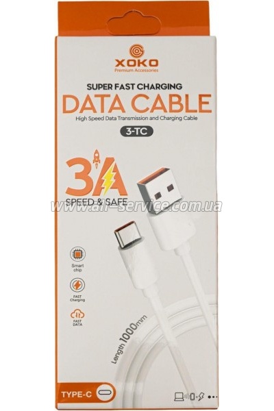 ���� ������ USB 2.0 AM to USB-C 3A XoKo (XK-3-TC)