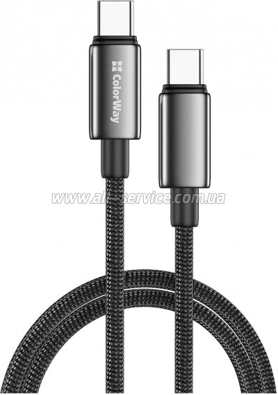 ���� ������ USB-C to USB-C 2.0m 5A 100W zinc alloy braided black ColorWay (CW-CBPDCC099-BK)