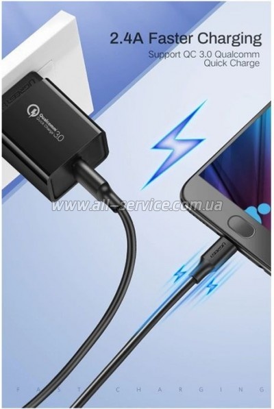 ���� ������ USB 2.0 AM to Micro 5P 3.0m 2A US289 black Ugreen (60827)