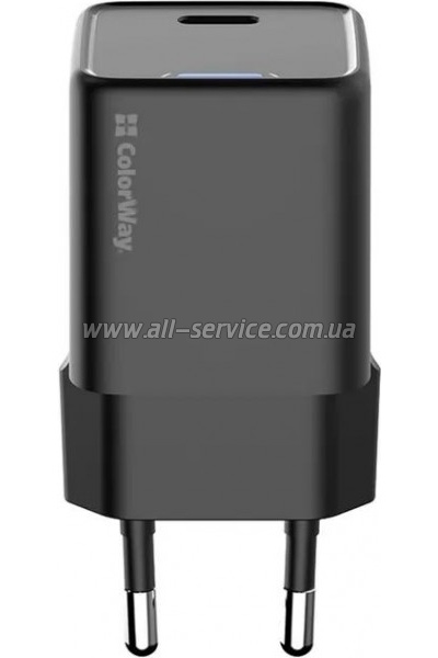 �������� ������� ColorWay GaN Mini 25W PD Port PPS USB-C black (CW-CHS052PD-BK)