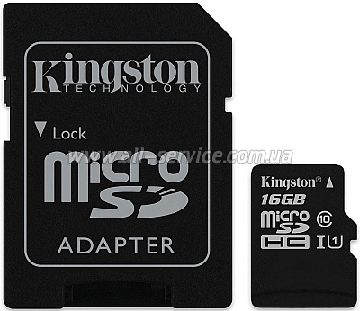   Kingston 16GB microSDHC C10 UHS-I + SD  (SDCS/16GB)