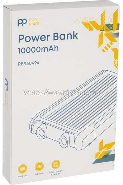   PowerPlant 10000mAh, USB-A*2, + Solar 5.5V-0,2A (PB930494)