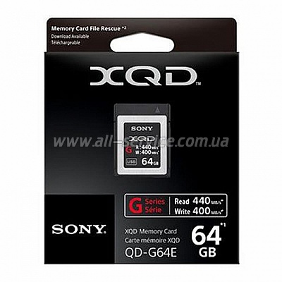   Sony 64GB XQD G Series R440MB/s W400MB/s (QDG64F.SYM)