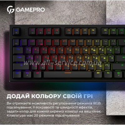  GamePro MK180B Hot-Swap Red Swich RGB USB UA Black (MK180B)