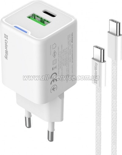 �������� ������� ColorWay GaN Mini 30W PD (CW-CHS053PDC-WT)