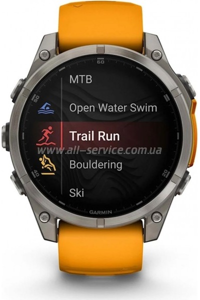 - Garmin fenix 8 47mm, AMOLED, Saph, Ti/Bare/Grpht, SparkOrg/GrphtBd, (010-02904-11)