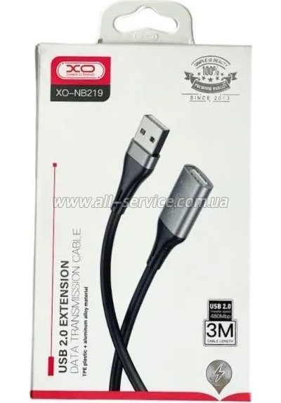 ���� ������ USB 2.0 AM/AM 3.0m black XO (NB-219-USB-3m)