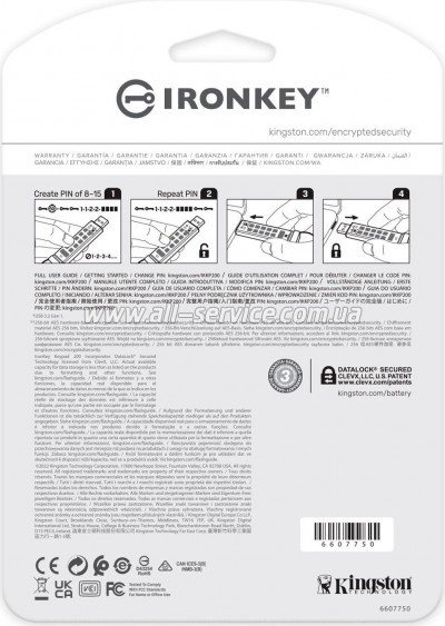 ������ Kingston 16GB IronKey Keypad 200 Blue USB 3.2 (IKKP200/16GB)