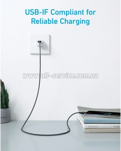 ���� ������ USB 2.0 AM to USB-C 1.8m nylon 322 black Anker (A81H6G11)