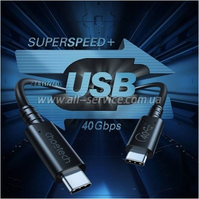 ���� ������ USB-C to USB-C 0.8m USB 4 100W 40Gbps 8K60Hz Choetech (XCC-1028)
