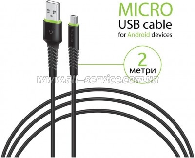 ���� ������ USB 2.0 AM to Micro 5P 2.0m CBFLEXM2 black Intaleo (1283126521430)