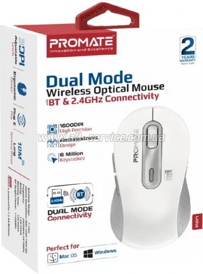  Promate Ken Wireless/Bluetooth White (ken.white)