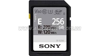   Sony 256GB SDXC C10 UHS-II U3 V60 R270/W120MB/s Entry (SFE256.AE)