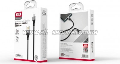 ���� ������ USB 2.0 AM to USB-C 1.0m 2.1A double-side grey XO (NB188-TC-1-GR)