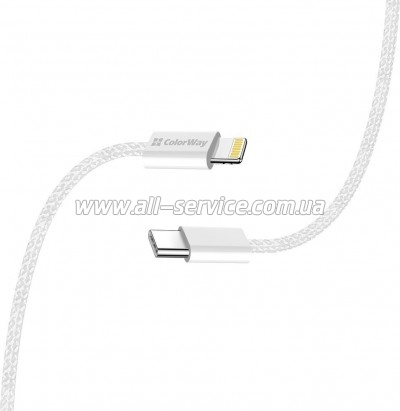 ���� ������ USB-C to Lightning 2.0m PD 27W braided gray ColorWay (CW-CBPDCL068-GR)