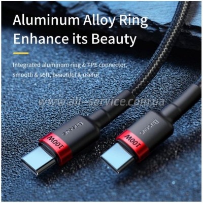 ���� ������ USB-C to USB-C 2.0m PD2.0 100W 20V/ 5A red black Baseus (CATKLF-AL91)