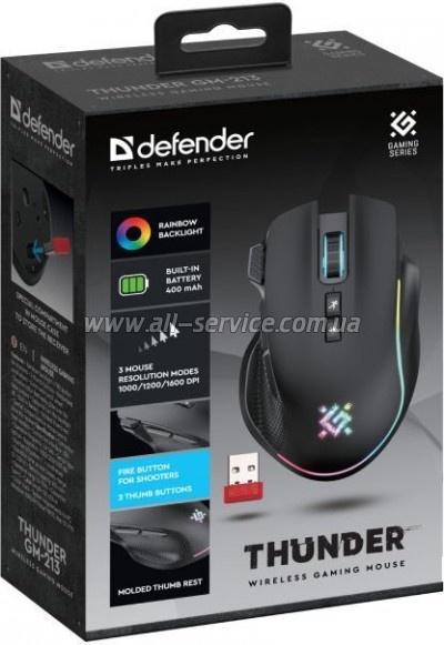 ����� Defender Thunder GM-213 LED Wireless Black (52213)