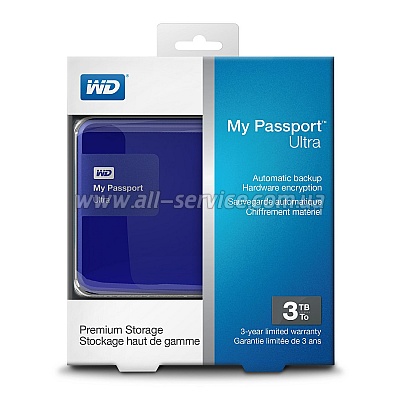  3TB WD 2.5 USB 3.0 5400rpm My Passport Ultra Blue (WDBBKD0030BBL-EESN)
