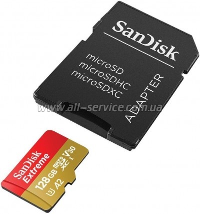   SanDisk 128GB microSD class 10 UHS-I U3 Extreme (SDSQXAA-128G-GN6MA)