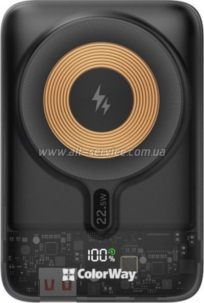   ColorWay 10000 mAh 15W MagSafe USB QC3.0 + USB-C PD 22.5W (CW-PB100LPA3BK-WPDD)