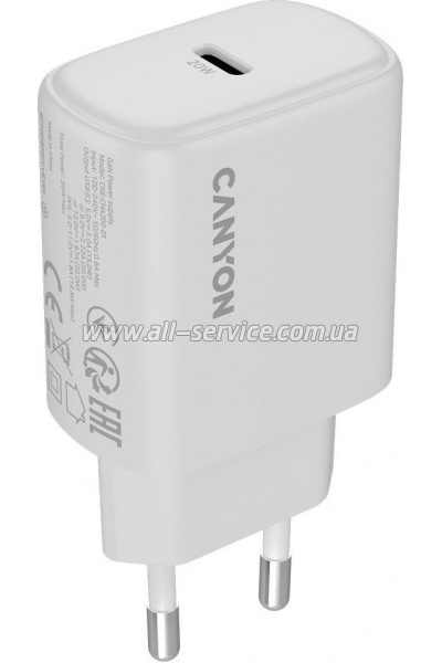 �������� ������� Canyon OnCharge 250 25W 1xPD EU White (CNE-CHA250-01)