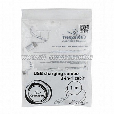   USB 2.0 AM to Lightning/Micro/Type-C 1.0m Cablexpert (CC-USB2-AMLM32-1M-W)