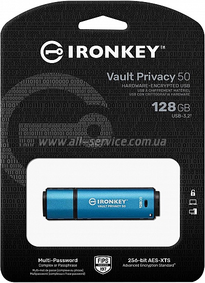  Kingston 128GB IronKey Vault Privacy 50 Blue USB 3.2 (IKVP50/128GB)