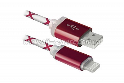  DEFENDER ACH03-03LT USB(AM)-Lightning RedLED backlight 1m (87552)