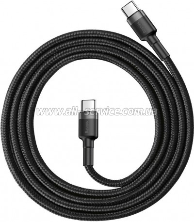 ���� ������ USB-C to USB-C 1.0m 3A 60W Cafule Black Baseus (CATKLF-GG1)