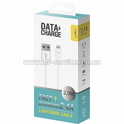   USB 2.0 AM to Lightning 2.0m white Piko (1283126493867)
