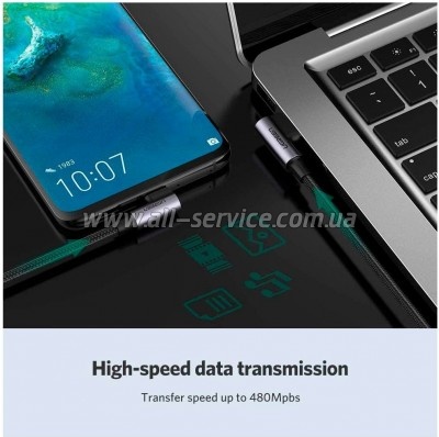 ���� ������ USB 2.0 AM to USB-C 3.0m 3A 90� corner US176 black Ugreen (70875)