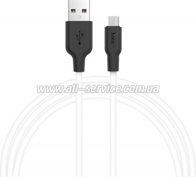 ���� ������ USB 2.0 AM to Micro 5P 1.0m 2A silicone X21 black+white HOCO (6957531071389)