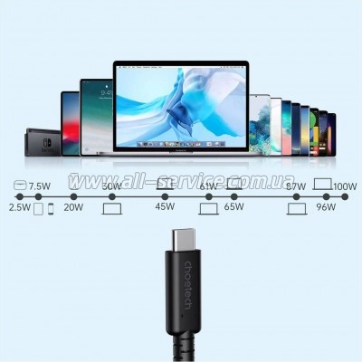 ���� ������ USB-C to USB-C 0.8m USB 4 100W 40Gbps 8K60Hz Choetech (XCC-1028)