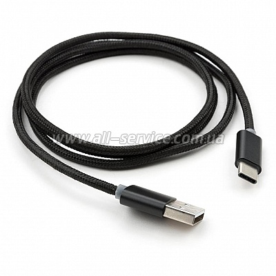   USB 2.0 AM to Type-C 1m LED black Vinga (VCPDCTCLED1BK)