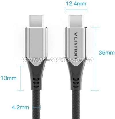 ���� ������ USB-C to USB-C 0.5m 60W USB 3.1 cotton braided Vention (TAAHD)