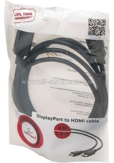  Cablexpert DisplayPort-HDMI, 1.8 (CC-DP-HDMI-6)