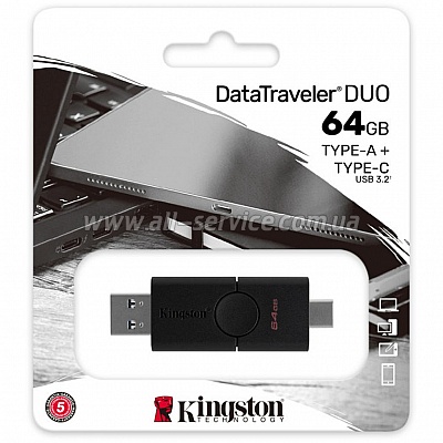  Kingston DataTraveler Duo 64GB USB 3.2 + Type-C (DTDE/64GB)