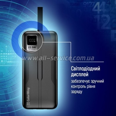   ColorWay 50000 mAh PD, QC3.0 Digital Display, Black (CW-PB500LPC5BK-PDD)
