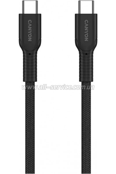 ���� ������ USB-C to USB-C 1.0m OnWire 60CL C-C 60W COLOR Braided 1m Black Canyon (CND-CCAP60AB10B)