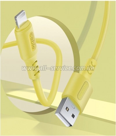 ���� ������ USB 2.0 AM to USB-C 1.0m soft silicone yellow ColorWay (CW-CBUC043-Y)