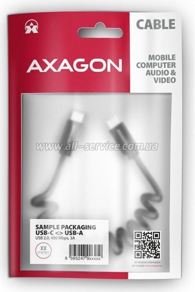 ���� ������ USB-C to USB-C 0.6m 60W black AXAGON (BUCM-CM10TB)