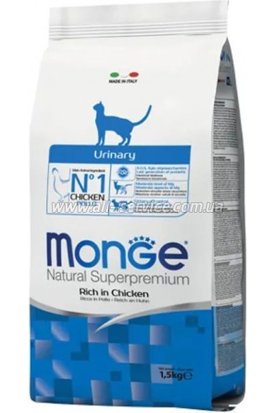 Сухой корм для кошек Monge Cat Urinary со вкусом курицы и риса 1.5кг (8009470011914) Сухой корм для кошек Monge Cat Urinary со вкусом курицы и риса 1.5кг (8009470011914)