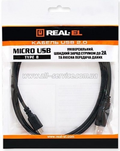 ���� ������ USB 2.0 AM to Micro 5P 2.0m Pro black REAL-EL (EL123500025)