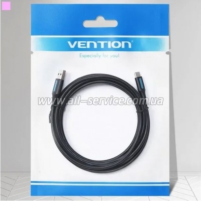 ���� ������ USB 2.0 AM to USB-C 1.5m 3A black Vention (COKBG)