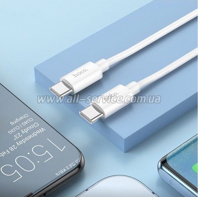 ���� ������ USB-C to USB-C 1.0m Magic silicone PD 60W X87 white HOCO (6931474783264)