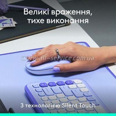  Logitech POP Mouse With Emoji Bluetooth Lilac (910-007414)