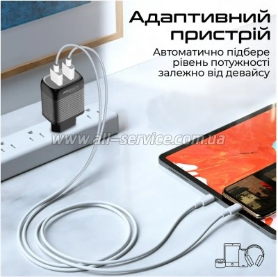 �������� ������� Promate 18W 2xUSB-A (biplug-qc3.eu-bk)