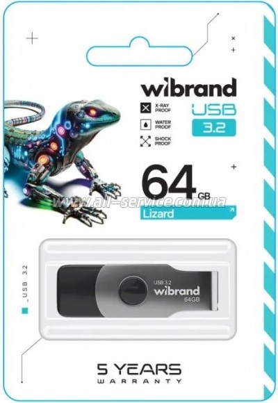  Wibrand 64GB Lizard Black USB 3.2 Gen 1 (USB 3.0) (WI3.2/LI64P9B)