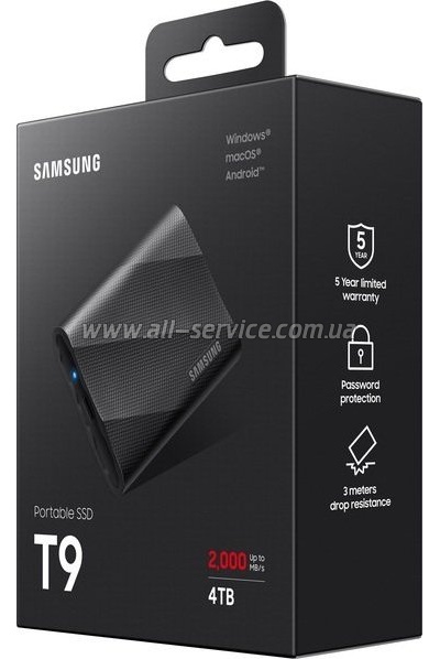  SSD USB 3.2 4TB T9 Samsung (MU-PG4T0B/EU)
